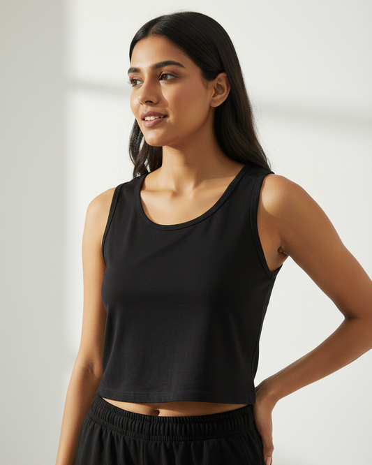 CROP TANK : BLACK