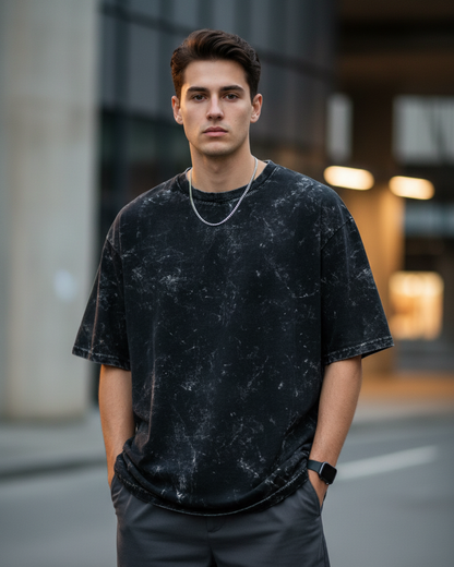ACID WASHED OVERSIZED : BLACK