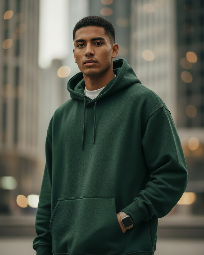 OVERSIZED HODDIE : BOTTLE GREEN